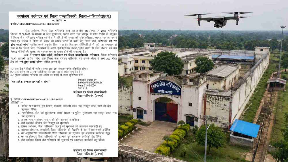 सुरक्षा के मद्देनजर बड़ा फैसला, गरियाबंद जेल के आसपास ड्रोन उड़ाना हुआ प्रतिबंधित