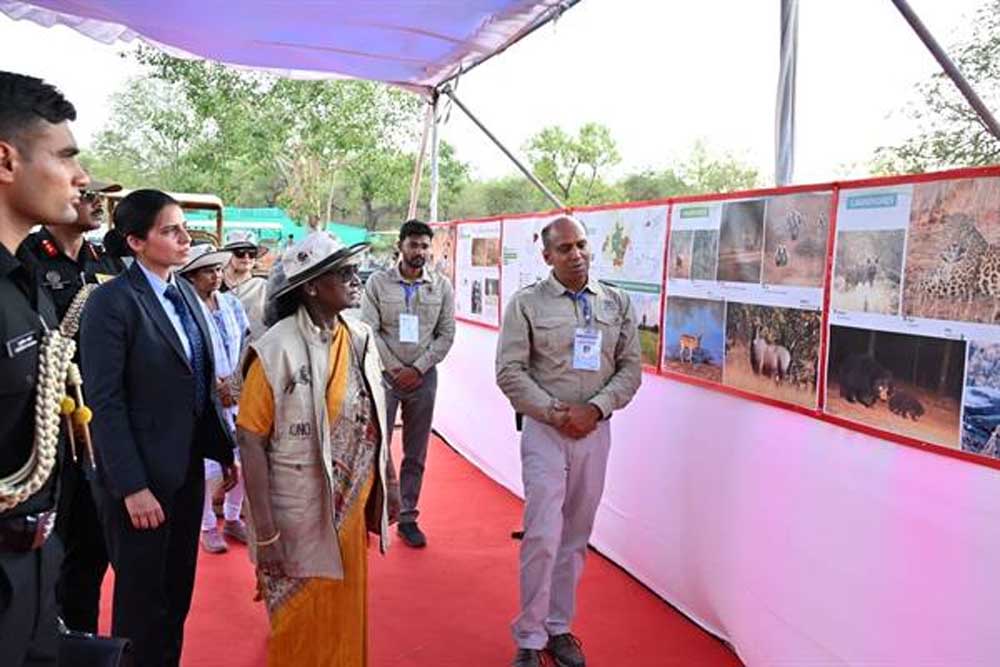 चीता परियोजना का जायजा लेने पहुंचीं राष्ट्रपति, चीता प्रदर्शिनी का भी किया अवलोकन