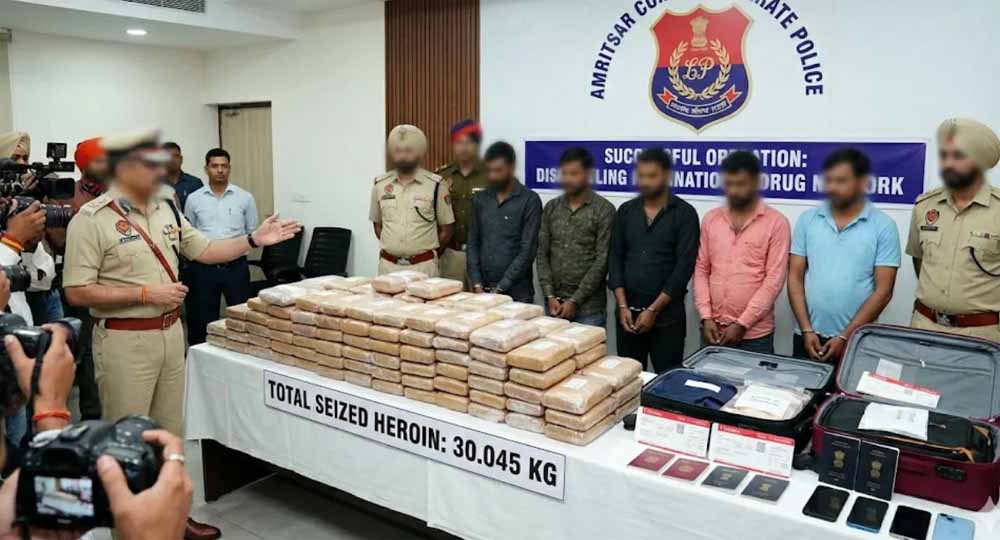 30 किलो हेरोइन के साथ 6 आरोपी गिरफ्तार, दुबई से संचालित अंतरराष्ट्रीय ड्रग सिंडिकेट का खुलासा