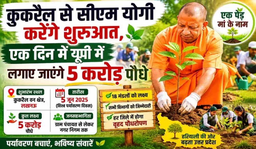 विश्व पर्यावरण दिवस (5 जून) पर कुकरैल में होगा वृहद पौधरोपण, मुख्यमंत्री योगी आदित्यनाथ करेंगे शुभा