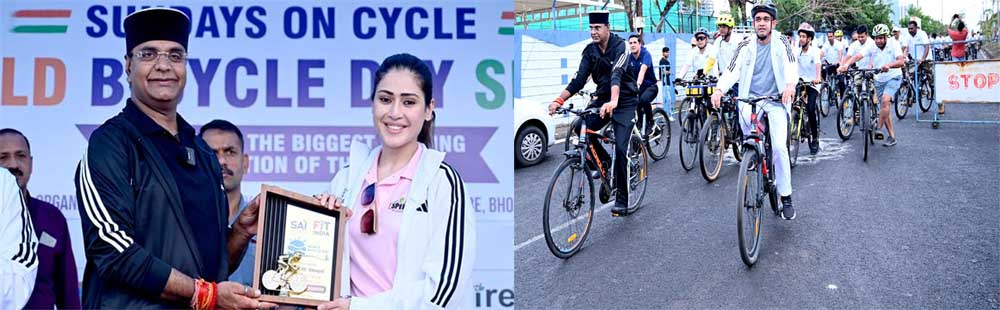 टीटी नगर स्टेडियम से गूंजा फिट इंडिया का संदेश मंत्री  सारंग ने किया साइकिल रैली का शुभारंभ
